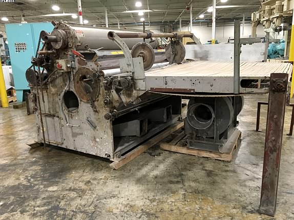 RANDO 84" Webber, conveyor with slitter,